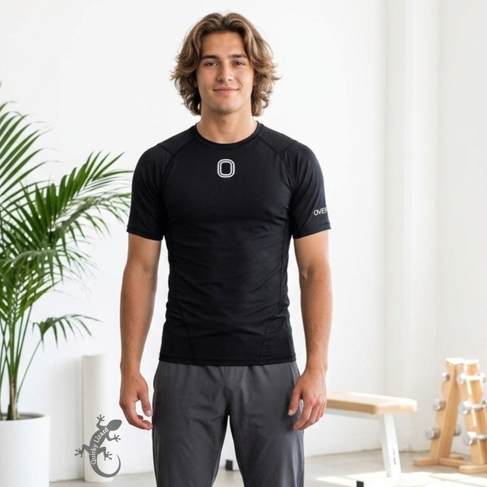 Overtime Athletic Compression Shirt Medium Black Short Sleeve Performance Tee